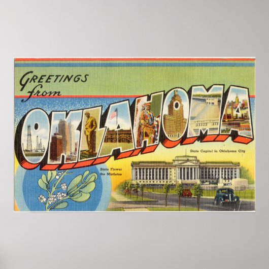 オクラホマカラフル州からのヴィンテージの挨拶 ポスター (正面)