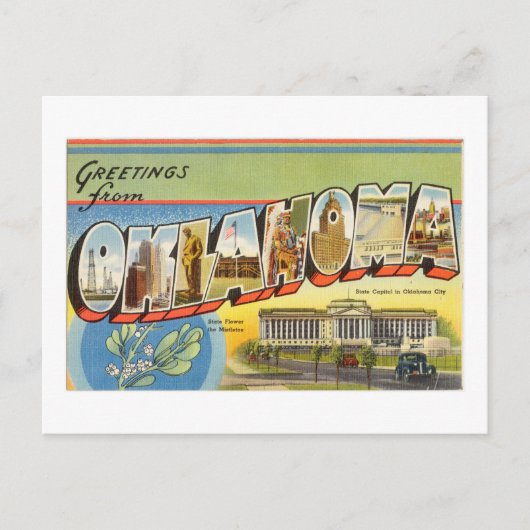 オクラホマカラフル州からのヴィンテージの挨拶 ポストカード (正面)