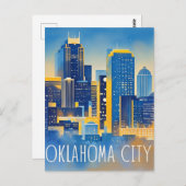 オクラホマシティナイトビューウォーターカラー ポストカード (正面/裏面)