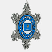 オクラホマシティーオクラホマ スノーフレークピューターオーナメント (左)