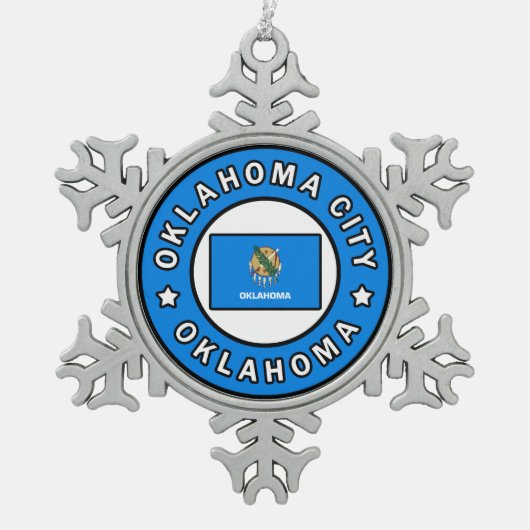 オクラホマシティーオクラホマ スノーフレークピューターオーナメント (正面)