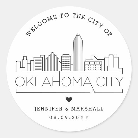 オクラホマシティースカイライン |の結婚ウェルカムメッセージ ラウンドシール (正面)