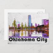 オクラホマシティーヴィンテージ水彩はがき ポストカード (正面/裏面)