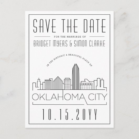 オクラホマシティー結婚ズ | Skyline日付を保存 ポストカード (正面)