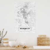 オクラホマシティー、オクラホマ州（黒いオンホワイト） ポスター (キッチン)