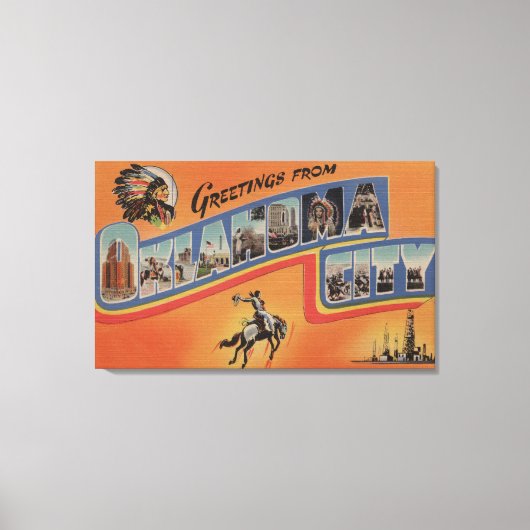 オクラホマシティー，オクラホマ – ラージレターシーン キャンバスプリント (正面)