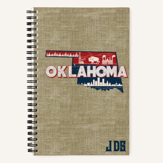 オクラホマシーニック州シルエットパーソナライズされた ノートブック (正面)