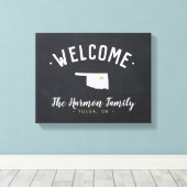 オクラホマファミリーモノグラムウェルカムサイン キャンバスプリント (インサイチュ (ウッドフロア))