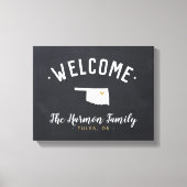 オクラホマファミリーモノグラムウェルカムサイン キャンバスプリント (正面)