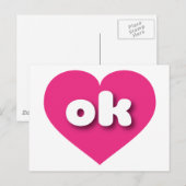 オクラホマホットピンクハート- I love ok ポストカード (正面/裏面)