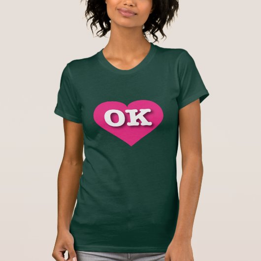 オクラホマホットピンクハート- I love OK Tシャツ (正面)