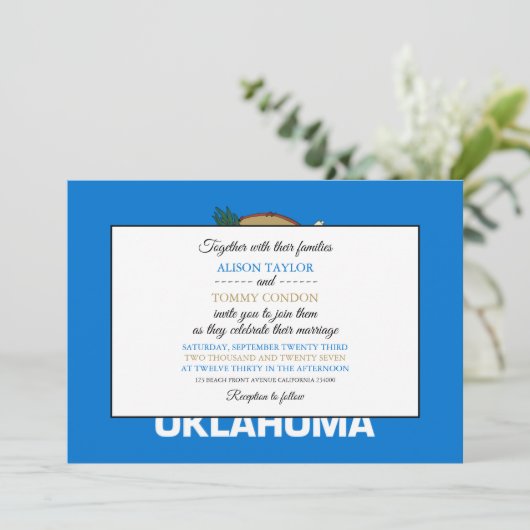 オクラホマン州旗、オクラホマ州旗結婚。 招待状 (スタンド正面)