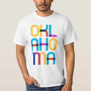 オクラホマヴィンテージポップ・アートのレトロアカラフルート80sタイプ tシャツ
