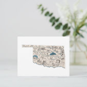 オクラホマヴィンテージ写真マップアンティーク州グラフ ポストカード (スタンド正面)