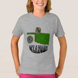 オクラホマ地図のアウトライン、シール、および写真文字