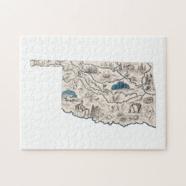 オクラホマ型ヴィンテージオクラホマン写真の地図 ジグソーパズル