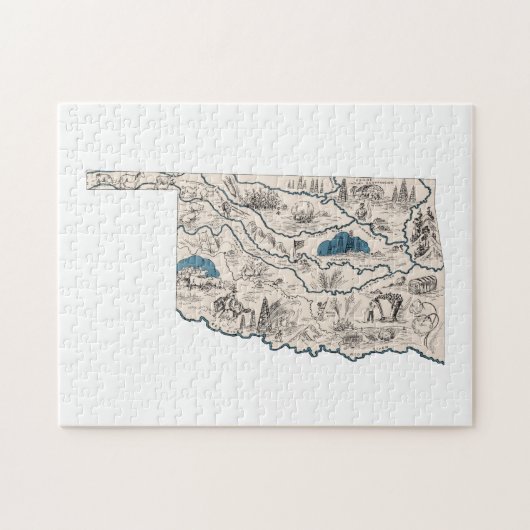 オクラホマ型ヴィンテージオクラホマン写真の地図 ジグソーパズル (横)