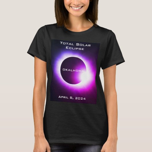 オクラホマ太陽のトタル日食2024年4月8日 Tシャツ (正面)