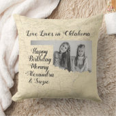 オクラホマ州に住む古い地図の愛の州の形をした写真 クッション (ブランケット)