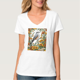 オクラホマ州のハシビロコウウチョウとガイラルディアの花 Tシャツ