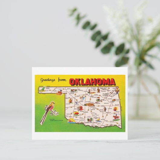 オクラホマ州のヴィンテージマップ ポストカード (スタンド正面)
