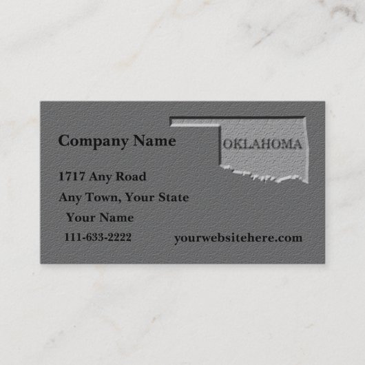 オクラホマ州の名刺が彫られた石の外観 名刺 (正面)
