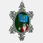 オクラホマ州の看板を持つサンタクロース スノーフレークピューターオーナメント (左)