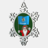 オクラホマ州の看板を持つサンタクロース スノーフレークピューターオーナメント (右)