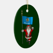 オクラホマ州の看板を持つサンタクロース セラミックオーナメント (右)