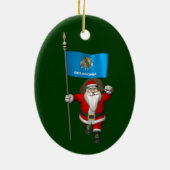 オクラホマ州の看板を持つサンタクロース セラミックオーナメント (裏面)