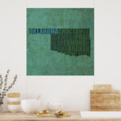 オクラホマ州アウトラインワードマップ（キャンバス） ポスター (キッチン)