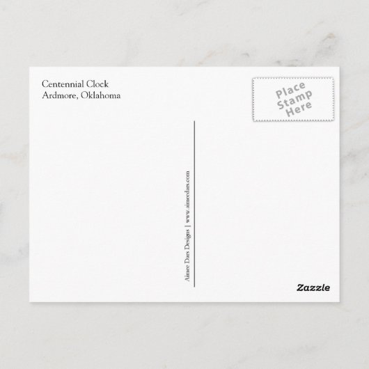 オクラホマ州アルドモアの100年時計 ポストカード (裏面)