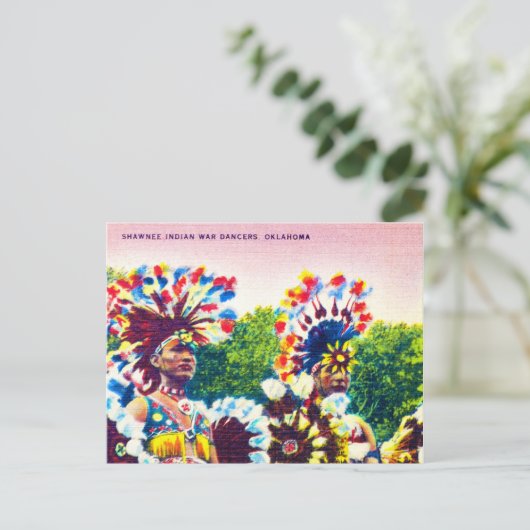 オクラホマ州ショーニーインディアン戦争ダンサー ポストカード (スタンド正面)