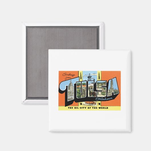 オクラホマ州タルサからのご挨拶 マグネット (正面/裏面)
