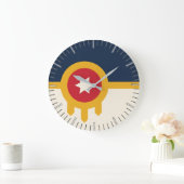 オクラホマ州タルサ州旗の付いたウォールクロック ラージ壁時計 (ホーム)