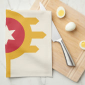 オクラホマ州タルサ州旗の付いたキッチンタオル キッチンタオル (四つ折り)