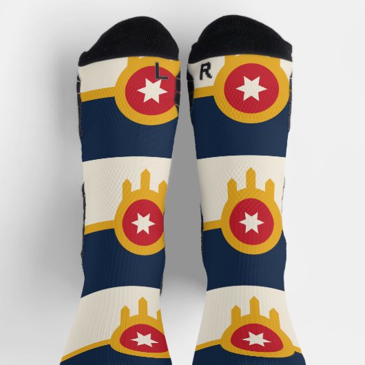 オクラホマ州タルサ州旗を持つアスレティッククルー靴下 ソックス (上部)