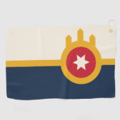 オクラホマ州タルサ州旗を持つゴルフタオル ゴルフタオル (横)