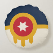 オクラホマ州タルサ州旗を持つラウンド装飾用クッション ラウンドクッション (裏面)