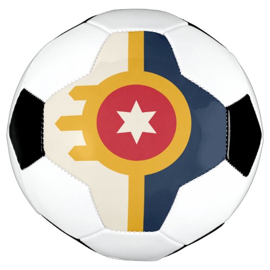 オクラホマ州タルサ州旗を持つ愛国的なサッカーボール サッカーボール (回転)