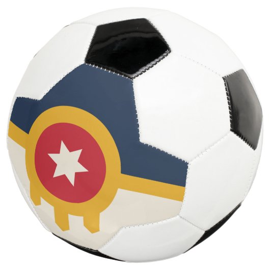 オクラホマ州タルサ州旗を持つ愛国的なサッカーボール サッカーボール (3/4)