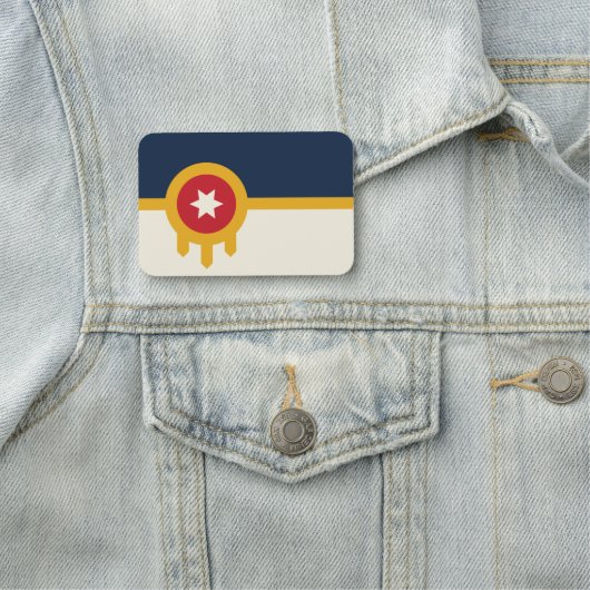 オクラホマ州タルサ州旗を持つ愛国的な名前タグ 名札 (インサイチュ)