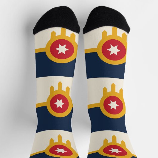 オクラホマ州タルサ州旗を持つ男性クルー用ソックス ソックス (上部)