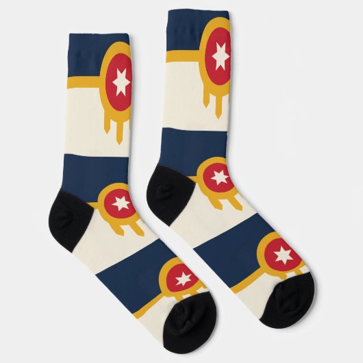 オクラホマ州タルサ州旗を持つ男性クルー用ソックス ソックス (右)