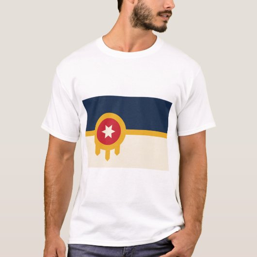 オクラホマ州タルサ州旗を持つ男性Tシャツ Tシャツ (正面)