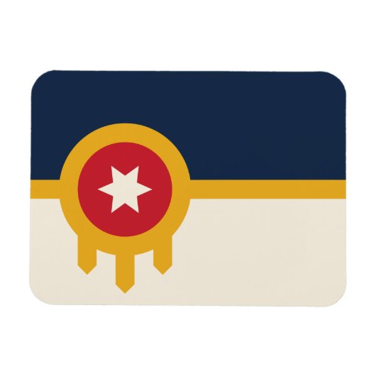 オクラホマ州トゥルサ州旗を持つフレキシブルなフォトマグネット マグネット (横)