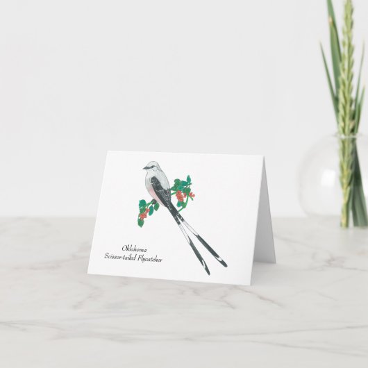 オクラホマ州バード：シザーテイルフライキャッチャー サンキューカード (正面)