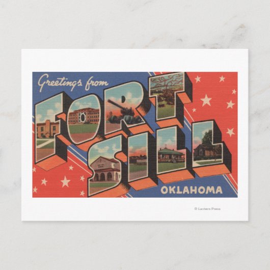 オクラホマ州フォートシル - 大きな文字のシーン ポストカード (正面)