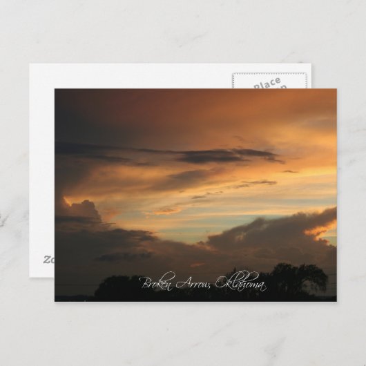 オクラホマ州ブロークンアローでの夕日 ポストカード (正面/裏面)