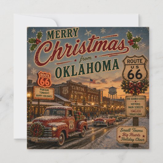 オクラホマ州ルート66 クリスマスのご挨拶 カード (正面)